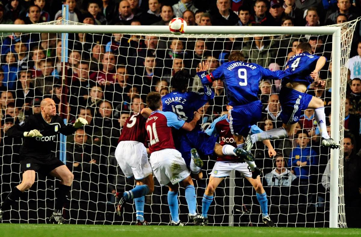 An action shot taken during Aston Villa's 2-1 win over Ajax in the UEFA Cup in October 2008